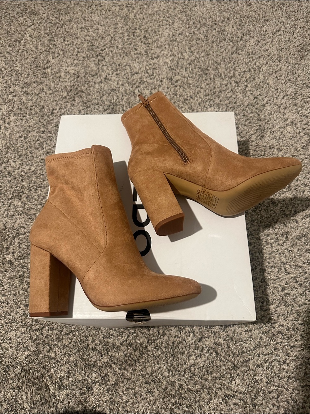 Women's Tan Suede Block Heel Ankle Boots